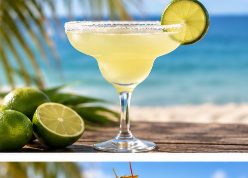 Refreshing margarita cocktail with citrus garnish