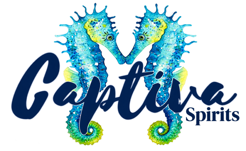 Captiva Spirits logo with two seahorses