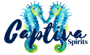 Captiva Spirits logo with two seahorses