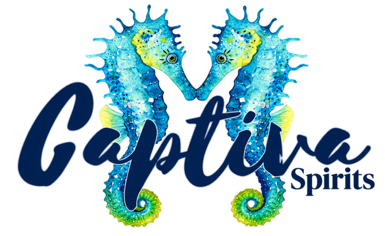 Captiva Spirits logo with two seahorses