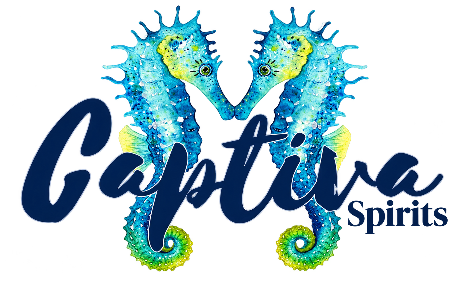 Captiva Spirits logo with two seahorses