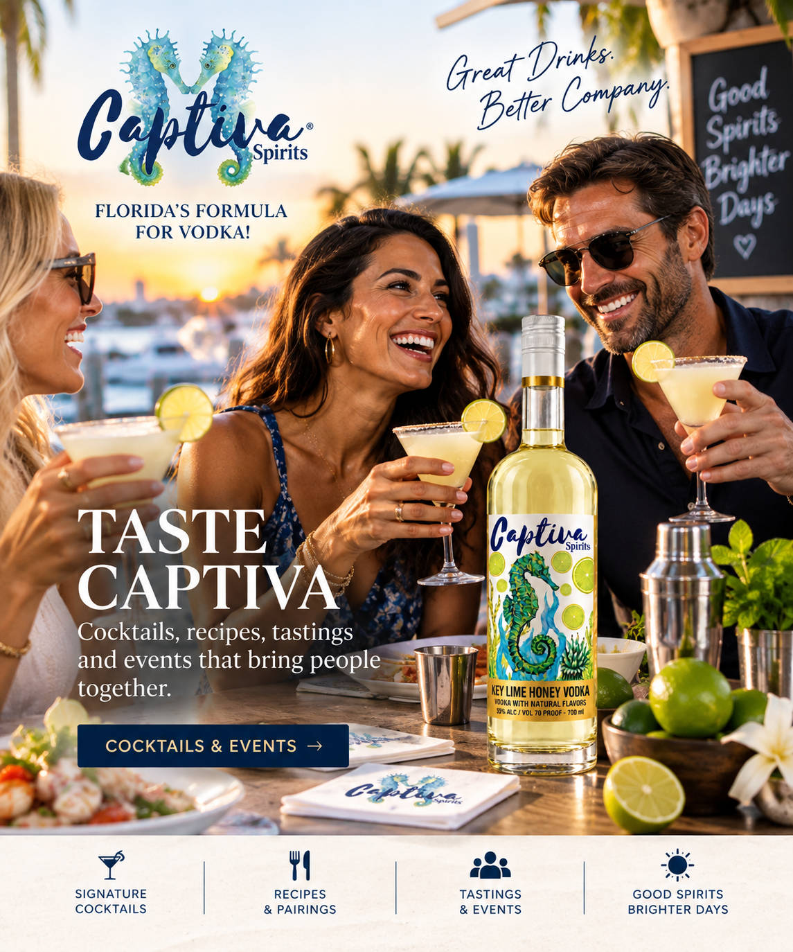 Discover Captiva coastal Florida lifestyle scene with Captiva Key Lime Honey Vodka.