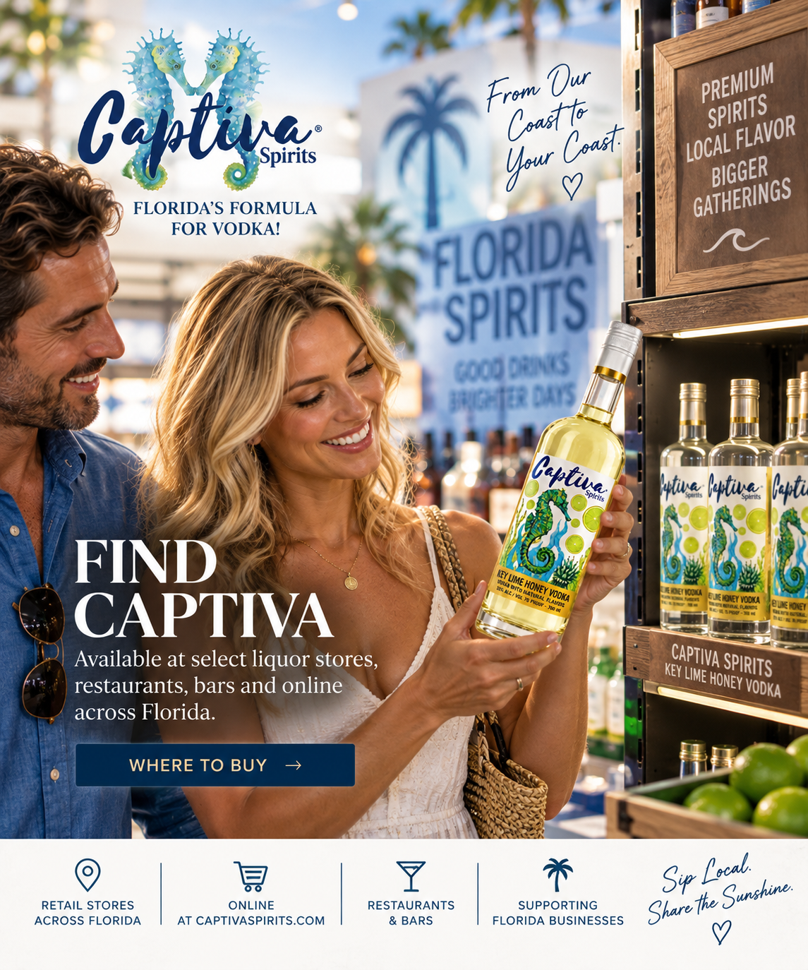 Taste Captiva cocktail and events lifestyle scene with Captiva Key Lime Honey Vodka.